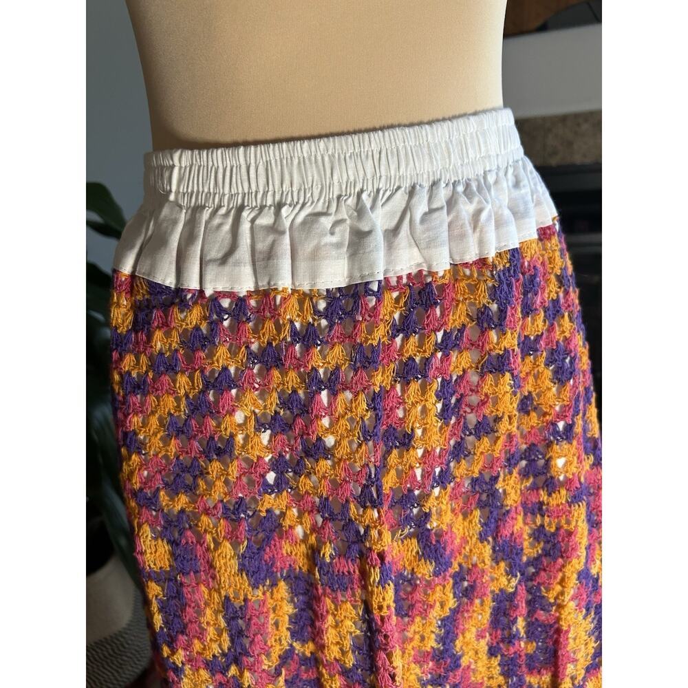 Handmade Crochet Maxi Skirt Boho Festival Knit Sz S/M Sunset Maximalist Granny - Picture 5 of 9